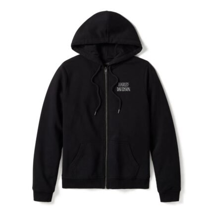 Harley Davidson Full Zip Hoodie Black – front view