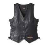 Harley Davidson 120th Leather Vest Black – front view