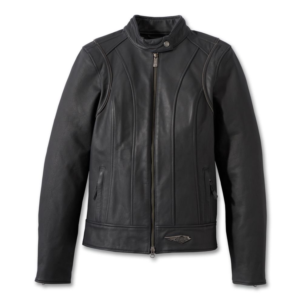 Harley Davidson Revelry Leather Jacket – Women's Anniversary, Black 4 Harley Davidson Black Leather Jacket Women – side view