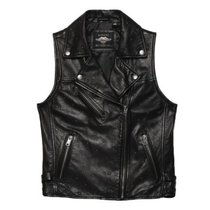 Harley Davidson Celebration Leather Vest Black – front view