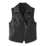 Harley Davidson Eagle Studded Vest Black – front view