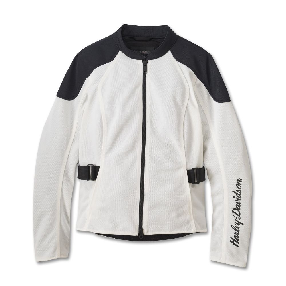 Harley Zephyr Mesh Jacket – Women's 2.0, Cloud Dancer/Harley Black 2 Harley Zephyr Mesh Jacket Cloud Dancer/Harley Black – front view