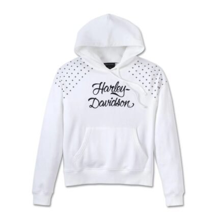 Harley Davidson Studded Hoodie Bright White – front view