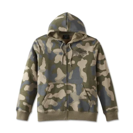 Harley Davidson Street Zip Up Hoodie Camouflage – front view