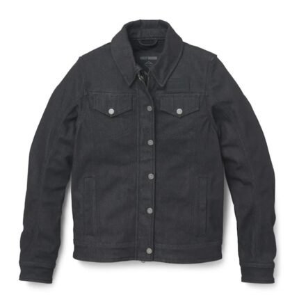 Harley Davidson Womenss Denim Jacket Black – front view