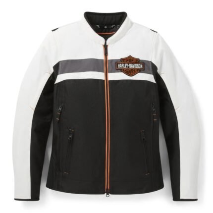 Harley Davidson Colorblock Riding Jacket Harley Black/Cloud Dancer – front view