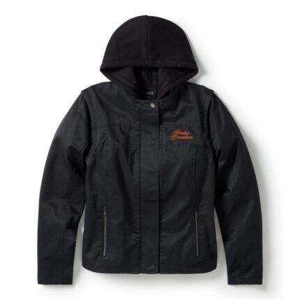 Harley Womens Miss Enthusiast Jacket Black – front view