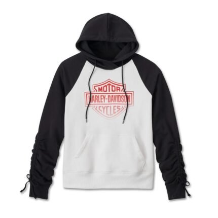 Harley Davidson Simmering Hoodie Colorblocked Bright White – front view