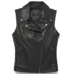 Harley Davidson Electric Leather Vest Black – front view