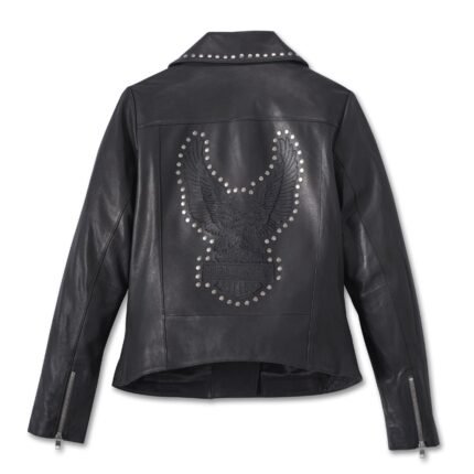Harley Davidson Eagle Studded Jacket Black – front view