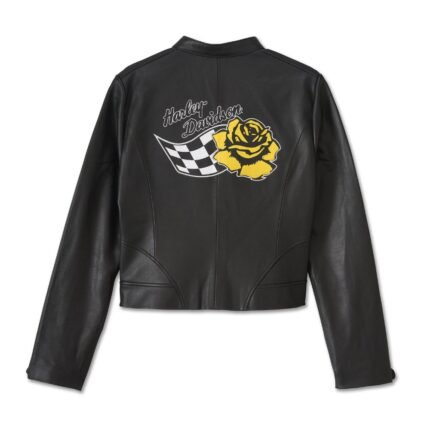 Harley Davidson Rose Leather Jacket Harley Black – front view