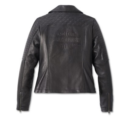 Harley Davidson Debossed Leather Jacket Black – back view