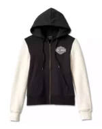 Harley Davidson Racer Font Zip Up Hoodie Black/White – back view