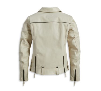 Harley Vixen Lane Leather Jacket Oatmeal – back view