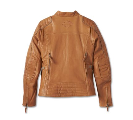 Harley Davidson Pursuit Leather Jacket Tortoise Shell – back view