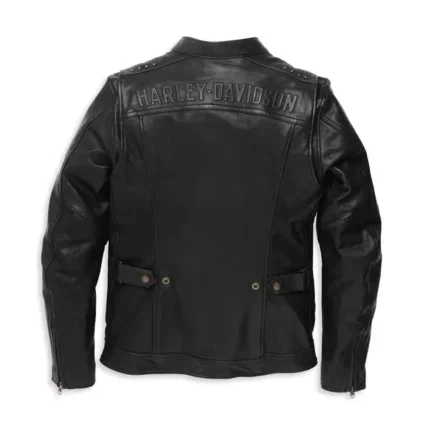 Harley Davidson Mandarin Leather Jacket Black – back view