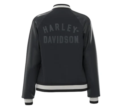 Harley Davidson Black Varsity Jacket – back view
