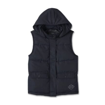 Harley Davidson Bar Shield Quilted Vest Black – front view