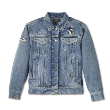 Harley Davidson Oversized Denim Jacket Medium Indigo – front view