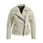 Harley Vixen Lane Leather Jacket Oatmeal – front view