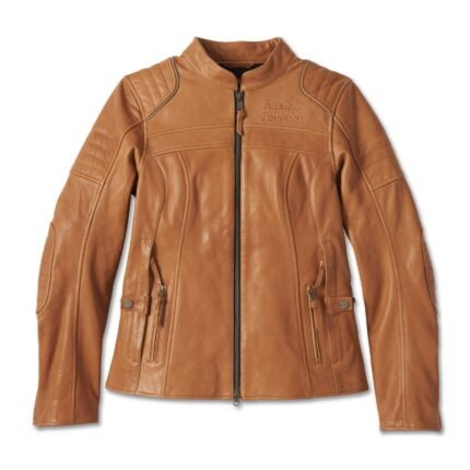 Harley Davidson Pursuit Leather Jacket Tortoise Shell – front view