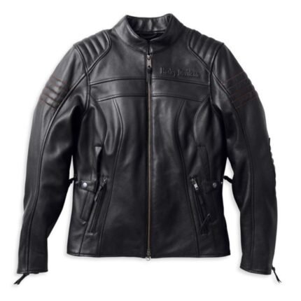 Harley Davidson Heather Leather Jacket Black – front view