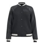 Harley Davidson Black Varsity Jacket – front view
