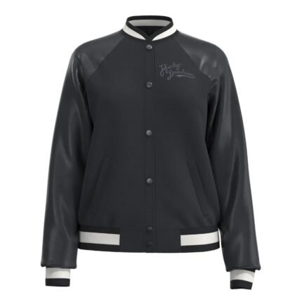 Harley Davidson Black Varsity Jacket – front view